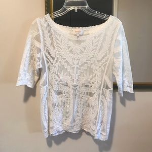 Laundry by Shelli Segal • White Mesh Lace Blouse